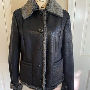 Black Sully Coat with Faux Fur Color and Cuffs